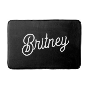 Modern zwart wit gepersonaliseerd monogram en naam badmat