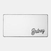 Modern zwart wit gepersonaliseerd monogram en naam bureaumat (Voorkant)