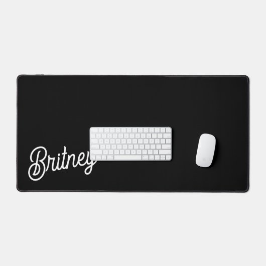 Modern zwart wit gepersonaliseerd monogram en naam bureaumat (Keyboard & Muis)