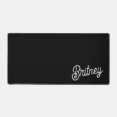 Modern zwart wit gepersonaliseerd monogram en naam bureaumat (Voorkant)