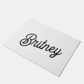 Modern zwart wit gepersonaliseerd monogram en naam deurmat (Schuin)