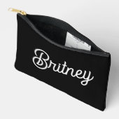 Modern zwart wit gepersonaliseerd monogram en naam etui (Open)