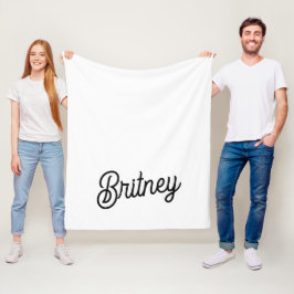 Modern zwart wit gepersonaliseerd monogram en naam fleece deken
