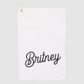 Modern zwart wit gepersonaliseerd monogram en naam golfhanddoek (Voorkant)