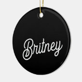 Modern zwart wit gepersonaliseerd monogram en naam keramisch ornament (Links)