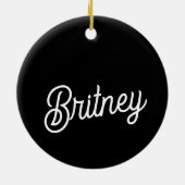 Modern zwart wit gepersonaliseerd monogram en naam keramisch ornament (Achterkant)