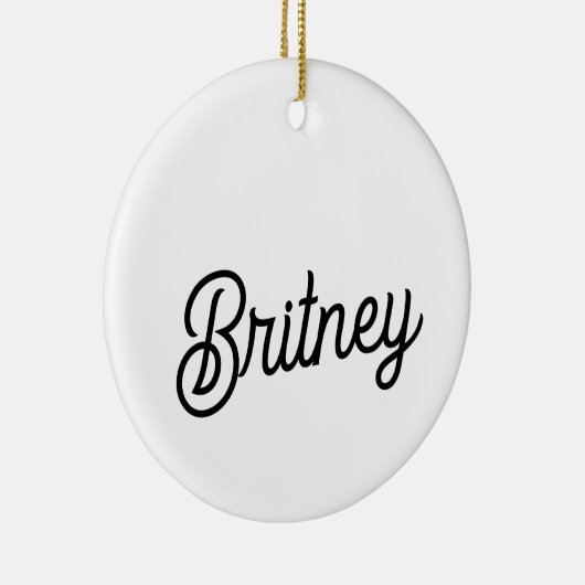 Modern zwart wit gepersonaliseerd monogram en naam keramisch ornament (Rechts)