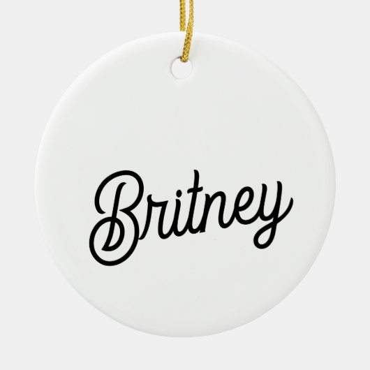 Modern zwart wit gepersonaliseerd monogram en naam keramisch ornament (Voorkant)