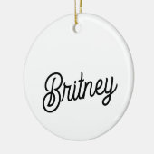 Modern zwart wit gepersonaliseerd monogram en naam keramisch ornament (Links)