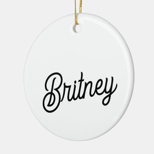 Modern zwart wit gepersonaliseerd monogram en naam keramisch ornament (Links)