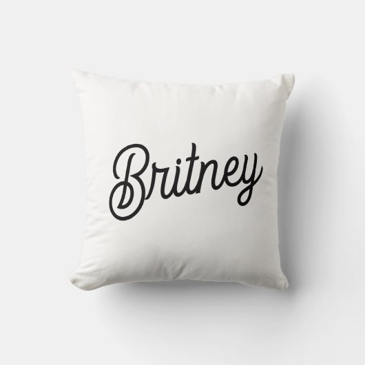 Modern zwart wit gepersonaliseerd monogram en naam kussen (Voorkant)