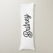 Modern zwart wit gepersonaliseerd monogram en naam lichaamskussen (Voorkant Verticaal)