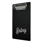 Modern zwart wit gepersonaliseerd monogram en naam mini klembord (Angled2)