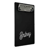 Modern zwart wit gepersonaliseerd monogram en naam mini klembord (Schuin)
