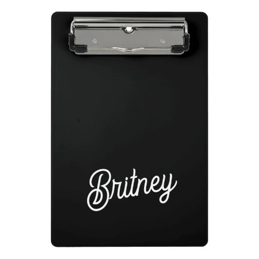 Modern zwart wit gepersonaliseerd monogram en naam mini klembord (Voorkant)