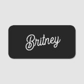 Modern zwart wit gepersonaliseerd monogram en naam naamplaatje (Voorkant)