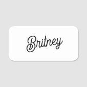 Modern zwart wit gepersonaliseerd monogram en naam naamplaatje (Voorkant)