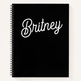 Modern zwart wit gepersonaliseerd monogram en naam notitieboek