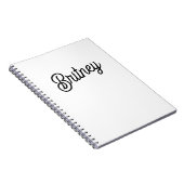 Modern zwart wit gepersonaliseerd monogram en naam notitieboek (Rechterzijde)