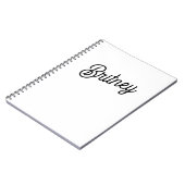 Modern zwart wit gepersonaliseerd monogram en naam notitieboek (Linkerzijde)