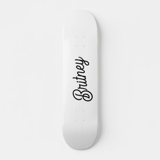 Modern zwart wit gepersonaliseerd monogram en naam persoonlijk skateboard (Voorkant)
