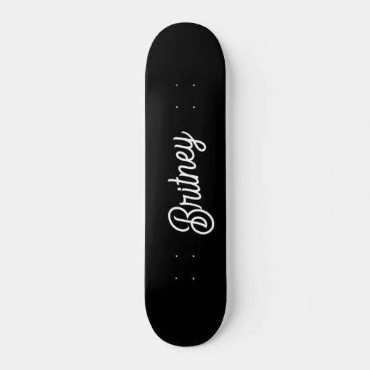 Modern zwart wit gepersonaliseerd monogram en naam persoonlijk skateboard (Voorkant)