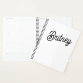 Modern zwart wit gepersonaliseerd monogram en naam planner (Display)