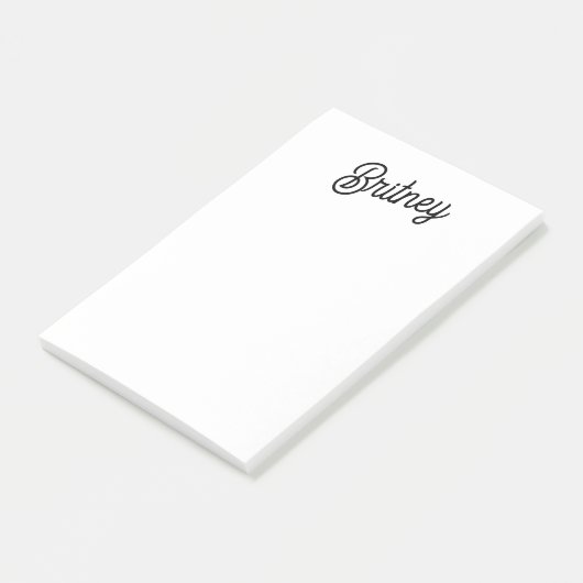 Modern zwart wit gepersonaliseerd monogram en naam post-it® notes (Schuin)