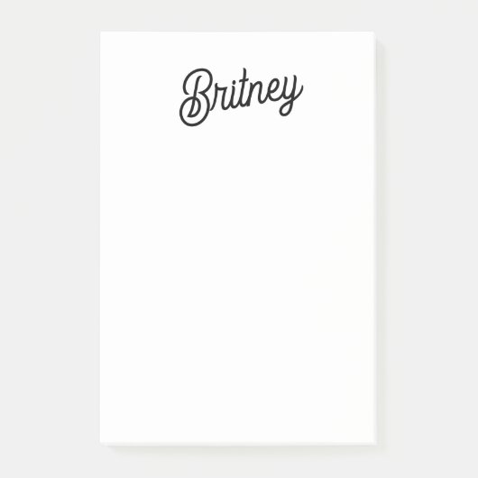 Modern zwart wit gepersonaliseerd monogram en naam post-it® notes (Voorkant)