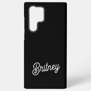 Modern zwart wit gepersonaliseerd monogram en naam samsung galaxy hoesje