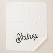 Modern zwart wit gepersonaliseerd monogram en naam sherpa deken (Voorkant)