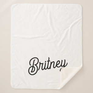 Modern zwart wit gepersonaliseerd monogram en naam sherpa deken