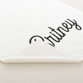 Modern zwart wit gepersonaliseerd monogram en naam sherpa deken (3/4)