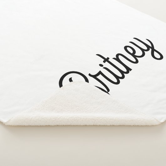 Modern zwart wit gepersonaliseerd monogram en naam sherpa deken (3/4)