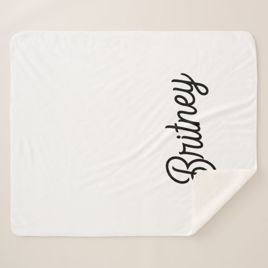 Modern zwart wit gepersonaliseerd monogram en naam sherpa deken (Voorkant (horizontaal))
