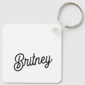 Modern zwart wit gepersonaliseerd monogram en naam sleutelhanger (Achterkant)