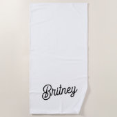 Modern zwart wit gepersonaliseerd monogram en naam strandlaken (Voorkant)