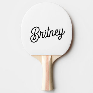 Modern zwart wit gepersonaliseerd monogram en naam tafeltennisbatje