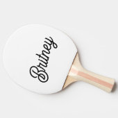 Modern zwart wit gepersonaliseerd monogram en naam tafeltennisbatje (Zijkant)