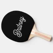 Modern zwart wit gepersonaliseerd monogram en naam tafeltennisbatje (Zijkant)