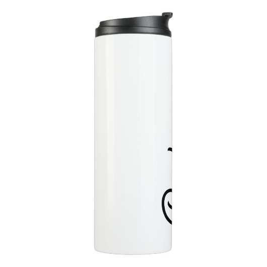 Modern zwart wit gepersonaliseerd monogram en naam thermosbeker (Gedraaid links)