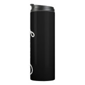 Modern zwart wit gepersonaliseerd monogram en naam thermosbeker (Geroteerd rechts)