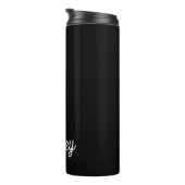 Modern zwart wit gepersonaliseerd monogram en naam thermosbeker (Geroteerd rechts)