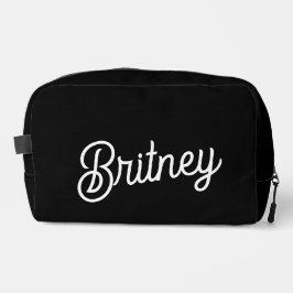 Modern zwart wit gepersonaliseerd monogram en naam toilettasje