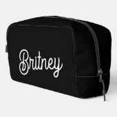 Modern zwart wit gepersonaliseerd monogram en naam toilettasje (Rechterhoek)