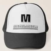 Modern zwart wit gepersonaliseerd monogram en naam trucker pet (Voorkant)