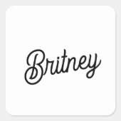 Modern zwart wit gepersonaliseerd monogram en naam vierkante sticker (Voorkant)