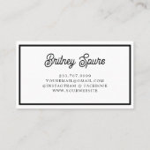 Modern zwart wit gepersonaliseerd monogram en naam visitekaartje (Achterkant)