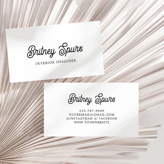 Modern zwart wit gepersonaliseerd monogram en naam visitekaartje