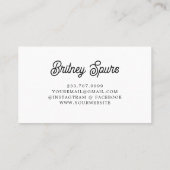 Modern zwart wit gepersonaliseerd monogram en naam visitekaartje (Achterkant)